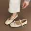 French Retro Hepburn Style Camellia Strap Small Black Shoes Flat Comfortable Scoop Shoes Mary Ja