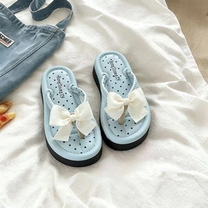 Dép xỏ ngón có nơ cho nữ, dép mùa hè cho nữ, váy đa năng cho nữ, dép xỏ ngón đế phẳng thoải mái cho