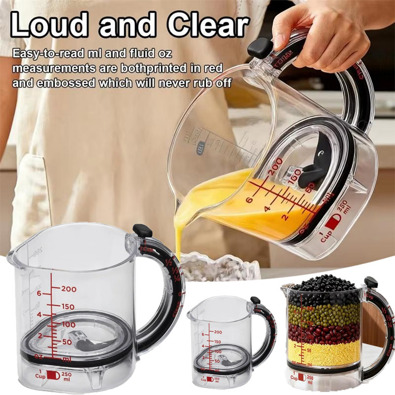 2 Chiếc Cốc Đo Có Thể Điều Chỉnh Mới Cốc Đo Đa Chức Năng Với Cạp Kiểu Con Dấu Đế Đo Khối Cốc Để Nấu Ăn Nhà Bếp