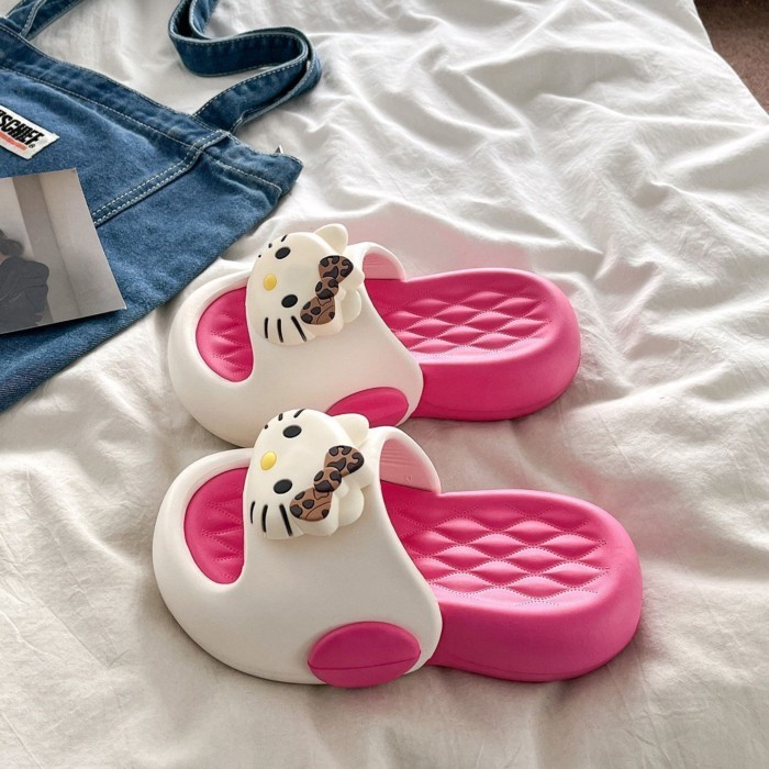 New Baby Children's Shoes Children's Cat Cartoon Slippers Girls Summer Home Soft Sole Anti-Sl