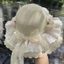 Original Flowery Seaside Lolita Hat Sweet Bow Wave Straw Hat Forest Pastoral Sun Protection Beac
