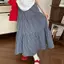 Váy Midi Cotton pha trộn kẻ sọc có lưng cao và xếp nếp cho nữ thời trang thường ngày