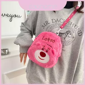 Túi Mini mềm mại hình gấu hoạt hình Lotso dễ thương có điện thoại cho túi bé gái