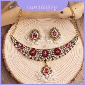 Bohemian Vintage Đá Quý Giọt Nước Vòng Cổ Và Bông Tai Bộ Nữ Dành Cho