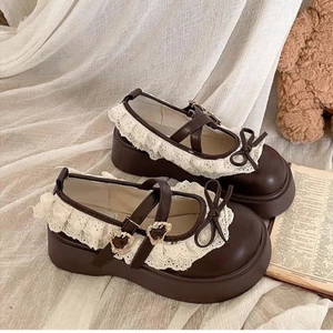 Giày da nhỏ đế dày ren phong cách retro dành cho nữ có váy Giày Mary Jane dễ thương kiểu Pháp