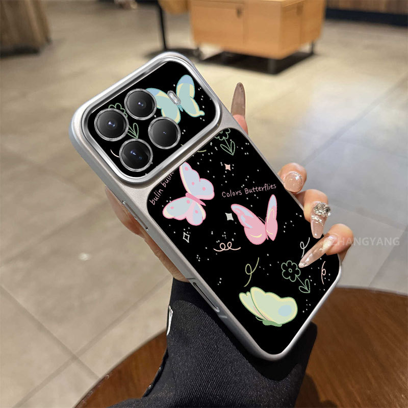 Ốp Lưng Cho XiaoMi 15T 15T Pro Thẩm Mỹ Mới Họa Tiết Hoa Bướm Điện Thoại Di Động Vỏ Mềm Có Cửa Sổ Lớn Silicon Mờ Vỏ Điện Thoại