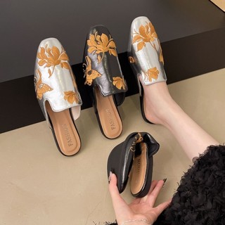 Retro Birkenstock Shoes Half Slippers Early Autumn New Relaxed Anti-velvet Baotou Lazy Anti-slip
