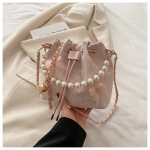 New Chinese Style Bucket Bags, New Cheongsam Style Pearl Handheld Small Bags, Women's High-end C