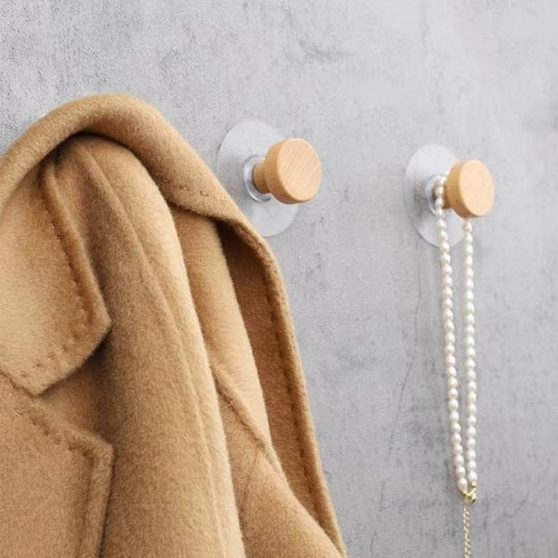 Phong Cách Bắc Âu Gỗ Móc Treo Tường Điện Hút Hình Dạng Hình Học Gỗ Móc Treo Tường Đấm Miễn Phí Áo Khoác Áo Móc Treo Cho Gia Đình