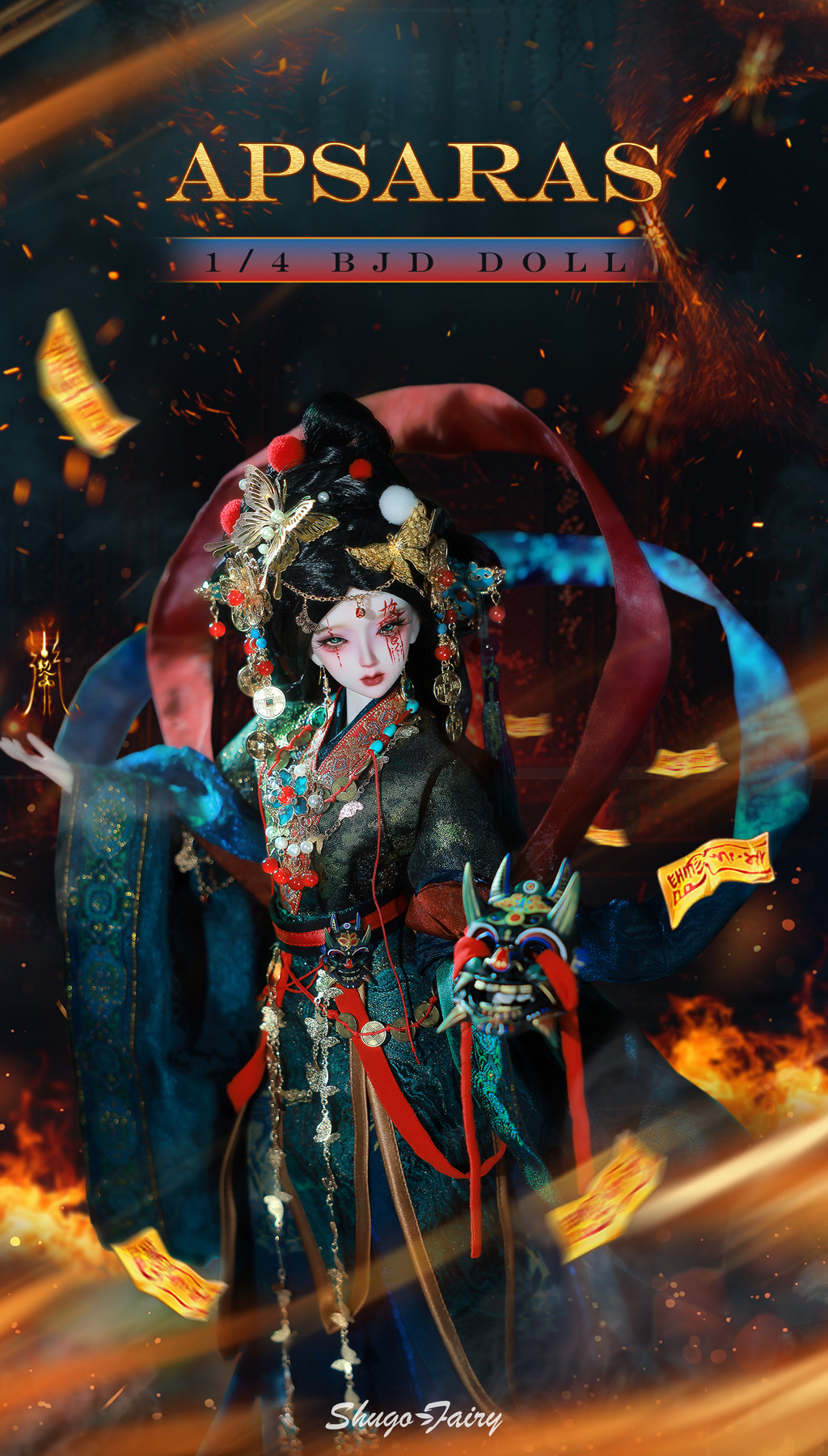 Bjd Doll 1 / 4 Apsaras B Specter Punk Deity-Demon Core Bức tranh tường ...