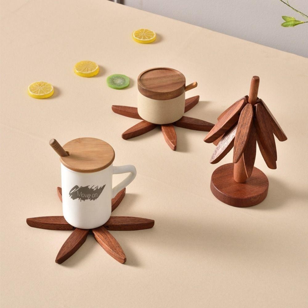 10 Chiếc Có Thể Gập Lại Bằng Gỗ Trivets Cho Đĩa Nóng Gấp Hình Cây Quả óc chó Đen Bàn Thảm Trang Trí Máy Tính Để Bàn Nhà Đế Lót Ly Phụ Kiện
