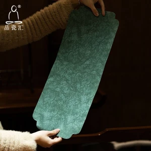 Da Chống Thấm Nước Trà Thảm Zen Đơn Giản Da Hiện Đại Trà Bàn Khô Ngâm Thảm Hộ Gia Đình Khay Trà Ấm Trà Thảm