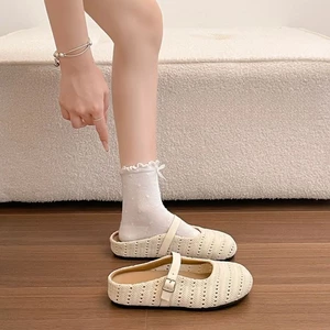 Inner Heightening Braided Toe Half Slippers For Women New Spring And Summer Outer Wear Soft-sole