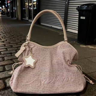 Niche chấm bi khâu túi tote da báo dung lượng lớn đi lại retro ánh sáng túi đeo vai phong các
