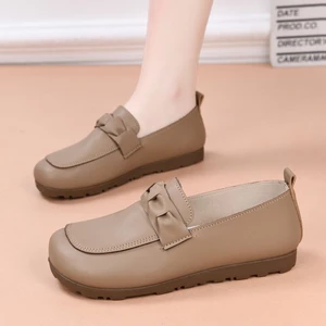 Soft Leather Beanie Shoes For Women, Tendon Soft Bottom Flat Shoes, Middle-aged And Old Singl