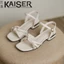 Giày sandal phong cách Pháp dành cho nữ thời trang mùa hè nơ ngọc trai với váy Giày cổ tích La Mã