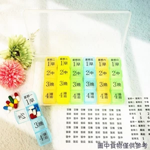 Hộp Đựng Thuốc Dung Tích Lớn Buổi Sáng Trưa Hàng Ngày 4 Bữa Ăn Một Tuần Bảy Ngày Hộp Đựng Thuốc Cấp Thực Phẩm Phông Chữ Lớn Hộp Bảo Quản Thuốc