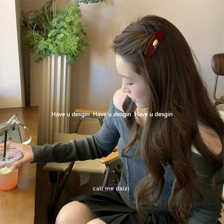 Phụ Kiện Tóc Kẹp Tóc Cao Cấp Phong Cách Hàn Quốc Retrô Màu Đỏ Liền Mạch