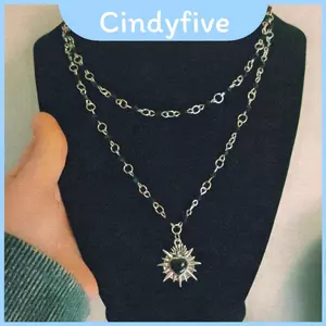Vòng cổ chuỗi đính cườm trái tim Gothic với mặt dây chuyền hợp kim để mặc thường ngày
