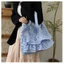 Ruffled Plaid Canvas Bag Shoulder Commuting New Internet Celebrity Japanese Student Bucket Large