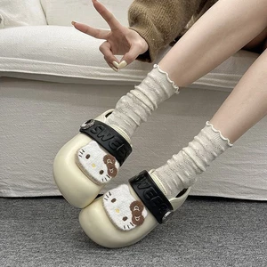 Cartoon Cute Hello Kitty Baotou Half Slippers Women's Outerwear Spring New Thick-soled Seaside B