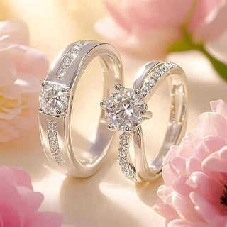 Mô Phỏng Nhẫn Cưới Cặp Cưới Sống Cặp Đôi Nhẫn Nam Nữ Giả Kim Cương Nhẫn Cưới Cầu Hôn Quá Khổ Sống Miệng
