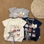 cô gái hoạt hình mùa hè in hình chú chó nơ cotton nguyên chất áo thun ngắn tay