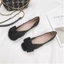 Small Fragrant Style Single Shoes For Women With Bows, Shallow Mouth Flat Shoes, Square Toe S