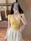 Korean Style Niche Gentle Style V-neck Design With Slim Fit, Light Luxury Temperament, Fashio