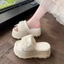 Dép ren ngọt ngào ngọc trai nơ nửa dép nữ mùa hè đế dày 8 cm dép đế bệt