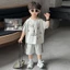 bộ quần áo trẻ em ngắn tay bằng cotton nguyên chất quần áo mặc nhà mùa hè mới cho bé trai và bé