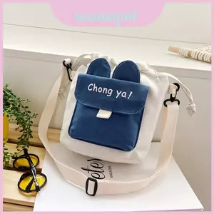 Túi xô nhỏ bằng vải Canvas dễ thương có khóa dây rút cho bé gái sử dụng hàng ngày
