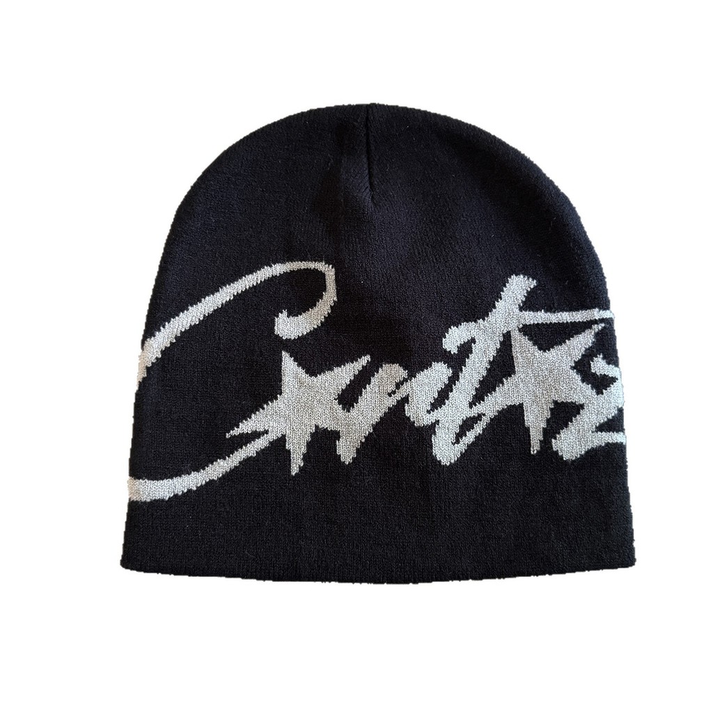 Mũ Beanie họa tiết ngôi sao làm từ vải acrylic, phù hợp cho mùa thu và mùa đông