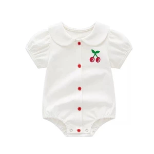 Bé Bé Mỏng Quần Áo Mùa Hè Mới Tay Ngắn Hậu Cung Anh Đào Mùa Hè Quần Áo Sơ Sinh Jumpsuit