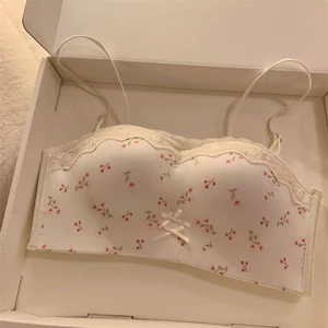 Curvy Hình Hỗ Trợ Không Dây Áo Ngực Hoa Da Báo Chắc Chắn 3 Màu Vỏ sò Ren Viền Áo Ngực Ngủ