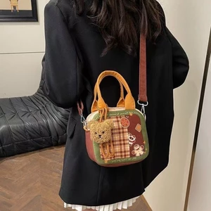 Gingerbread Siam Crossbody Bag New Versatile Canvas For Office Women Cute Plaid Handbag Mobile P