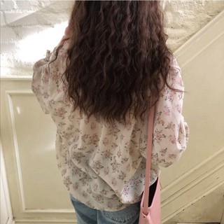 Ma Ngựa Cô Gái Áo Sơ Mi Hoa Tươi Nữ Phong Cách Mùa Xuân Đơn Giản Tay Chuông Áo Xương Đòn