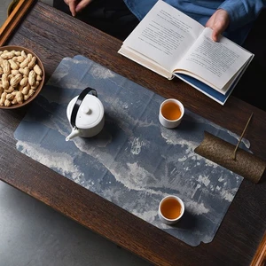 Thổ Cẩm Trà Thảm Nhỏ Chống Thấm Nước Chống Trơn Trượt Bàn Trà Thảm Khô Ngâm Mới Bàn Cờ Thiền Vải Ánh Sáng Sang Trọng Trà Lễ Phụ Kiện