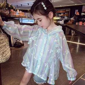 Quần áo chống nắng cho bé gái, Áo sơ mi và áo khoác chống nắng mỏng ngoài trời mùa hè thời trang