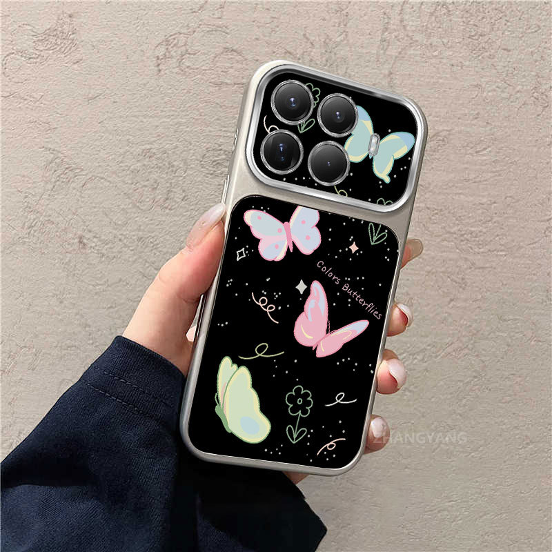 Ốp Lưng Cho XiaoMi 15T 15T Pro Thẩm Mỹ Mới Họa Tiết Hoa Bướm Điện Thoại Di Động Vỏ Mềm Có Cửa Sổ Lớn Silicon Mờ Vỏ Điện Thoại