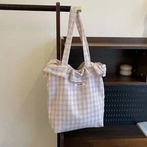 Spring And Summer New Style Small Fresh Floral Plaid Fungus Shoulder Bag Fashionable Versatile B