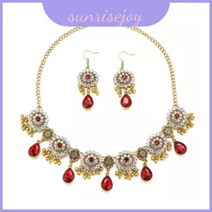 Bộ vòng cổ Bohemian và bông tai cổ điển có mặt dây chuyền quà tặng