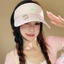 Cute Bunny Striped Empty Top Sun Hat For Women Summer Anti-UV Sun Hat Outdoor Breathable Sun Hat