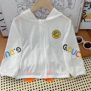 con vịt nhỏ màu vàng bé trai và bé gái quần áo chống nắng băng lụa thoáng khí Quần áo chống nắng