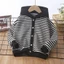 Áo khoác cardigan có mũ trùm đầu phong cách mới mùa xuân cho bé trai và bé gái, áo len sọc sành