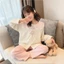 bộ đồ ngủ trẻ em mùa xuân thu đông dễ thương cổ búp bê bé gái cỡ trung và lớn trẻ em dài tay kiể