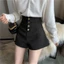 thiết kế mới thích hợp cho mùa xuân hè quần bốt một hàng khuy ống rộng màu trơn giảm béo và quần