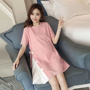 Quần áo bà bầu Váy xuân hè Váy thời trang mùa hè Váy thời trang mùa hè Nhỏ tươi Chiều dài trung