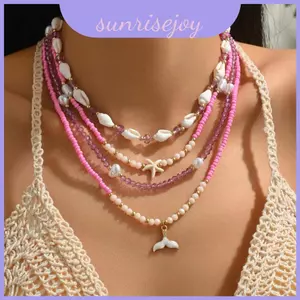 Vỏ Vòng cổ đính cườm tự nhiên Trang sức lấy cảm hứng từ dân tộc thông thường cho và anh ấy
