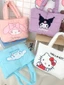 Túi cầm tay Kuromi sành điệu bằng Nylon có chi tiết thêu cho bé gái